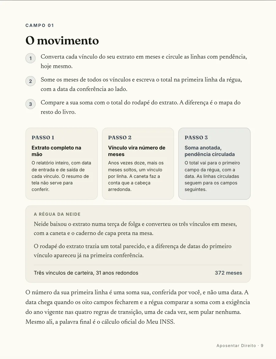 Passo a passo: O movimento do primeiro campo: onde baixar o extrato completo, o que conferir linha a linha e o que anotar