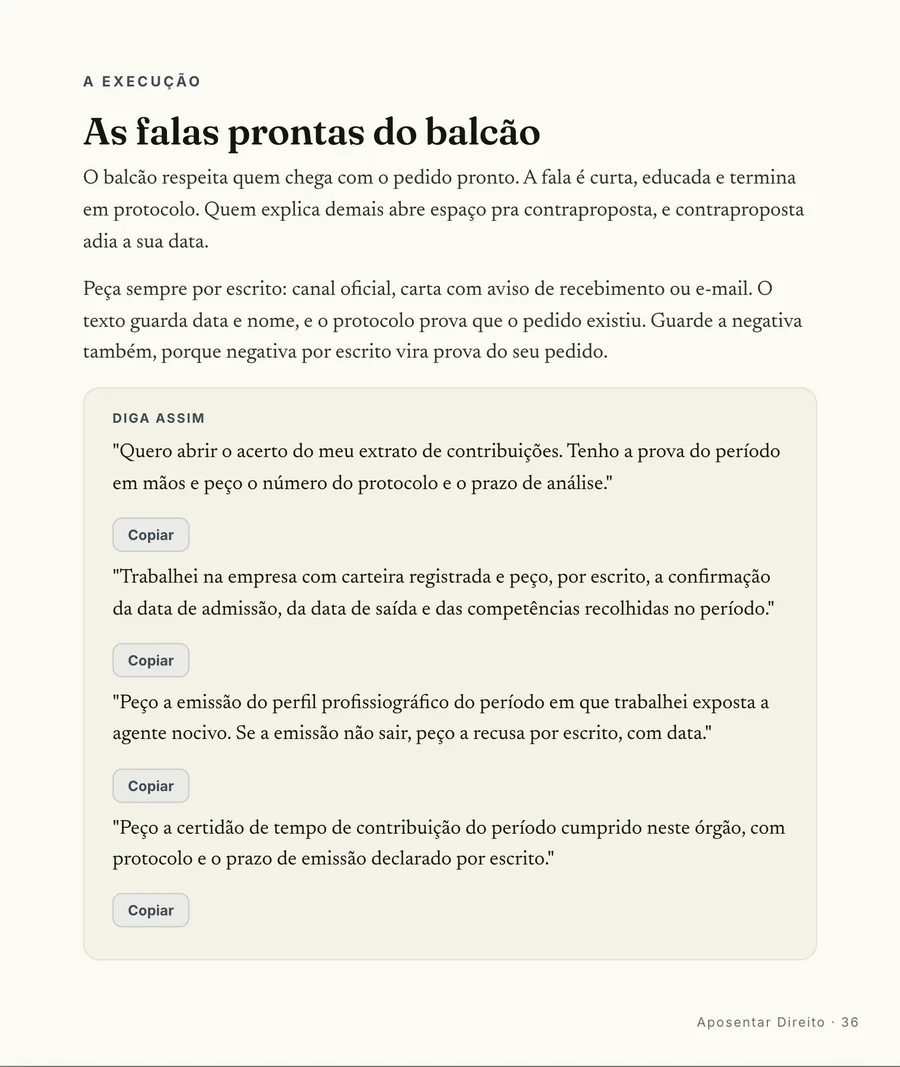 Falas prontas: As falas do balcão: o pedido escrito que sai com protocolo, pronto pra copiar
